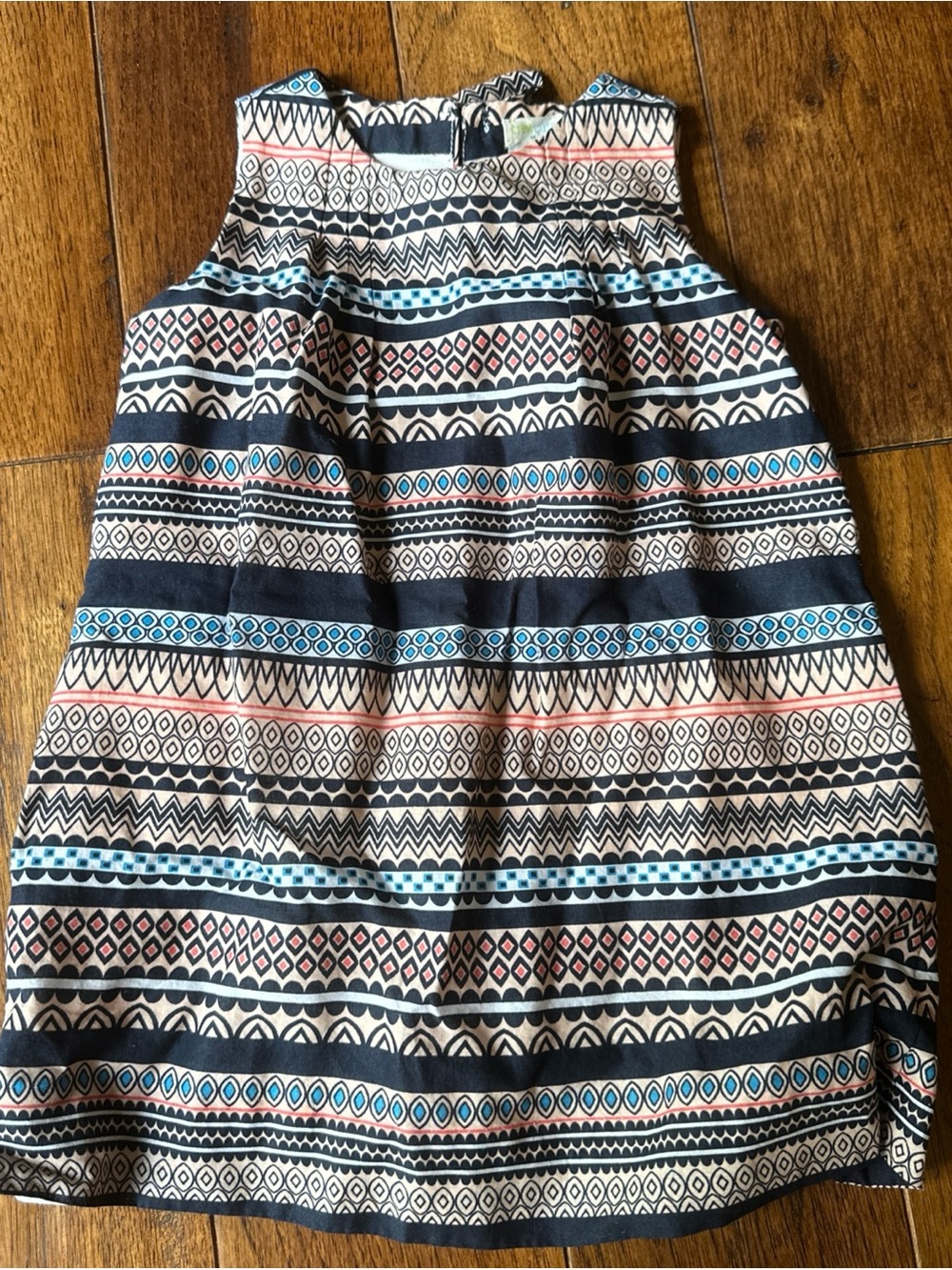 Crewcuts Dress Sz 2 Toddler Pink Blue  Stripe Geometric Tribal Print